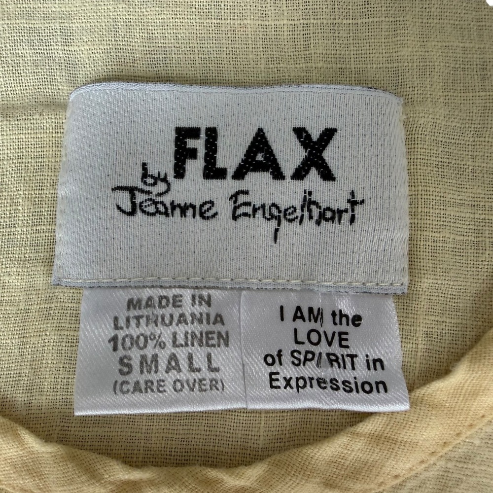 FLAX Butter Yellow 100%Linen Short Sleeve Boxy Top Small Lagenlook Boho Mori Kei - Picture 3 of 7